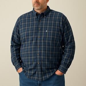 Carhartt Relaxed Fit Blue Black Plaid Flannel Shirt 2XL Cotton Workwear